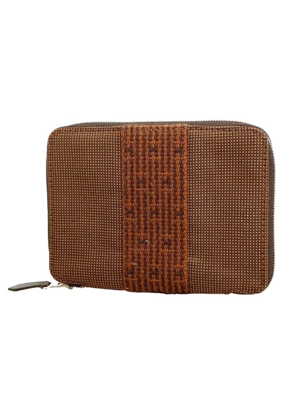 Hermes Coin Purse Herline Perth PM Nylon Brown Silver